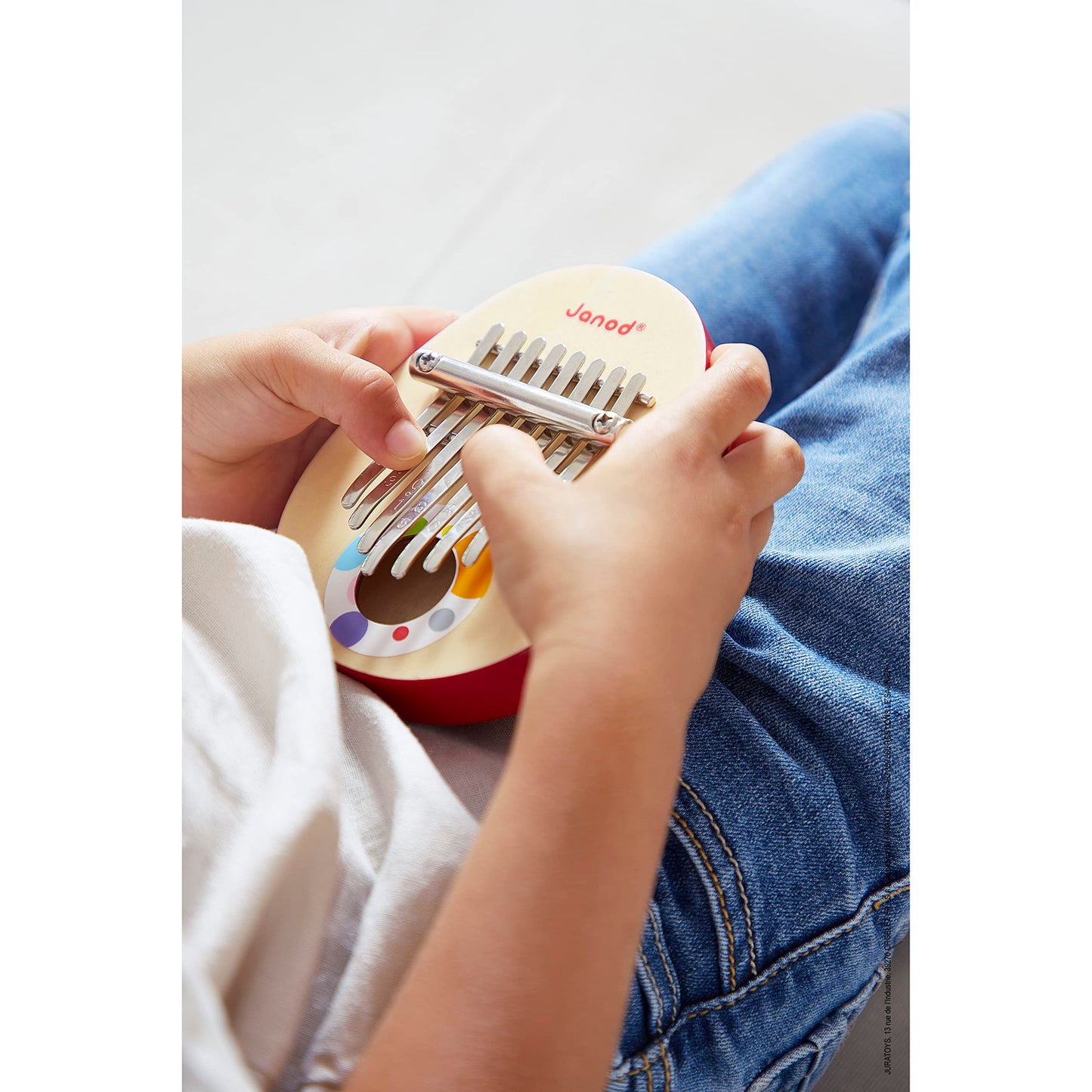 Janod Konfetti - Jucărie din lemn cu role și muzică - Kalimba cu 8 lamelă din metal pentru copii, sunet blând, recomandată de la 3 ani, J07642, Multicolor