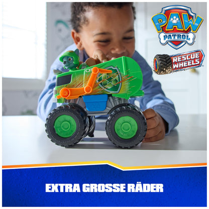 PAW PATROL Rescue Wheels Set de joacă Monstertruck reciclare Rocky cu lansator de proiectile și figurină câine 3+ ani