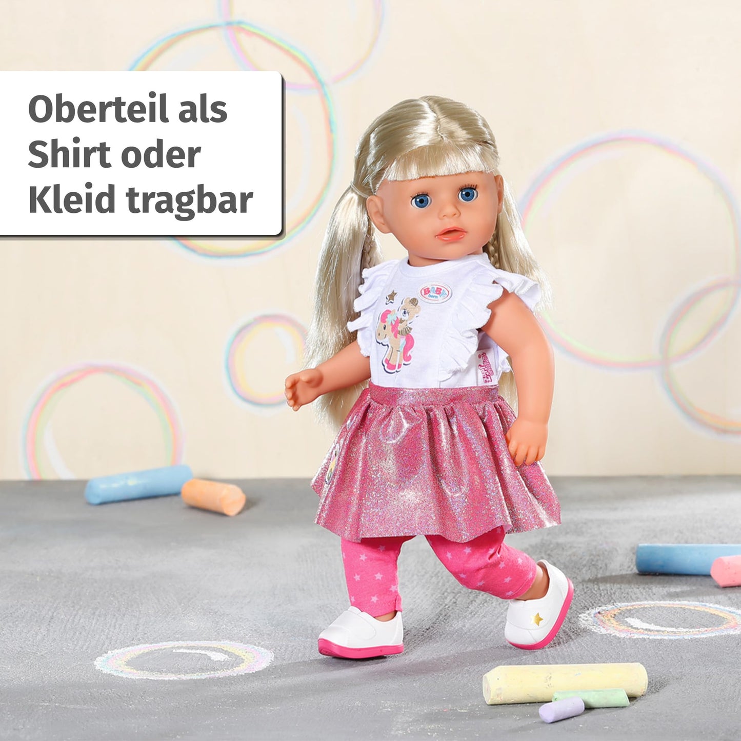 BABY Born Lieblingsoutfit Set de îmbrăcăminte 2 în 1 cu tricou și colanți pentru păpuși de 36 cm