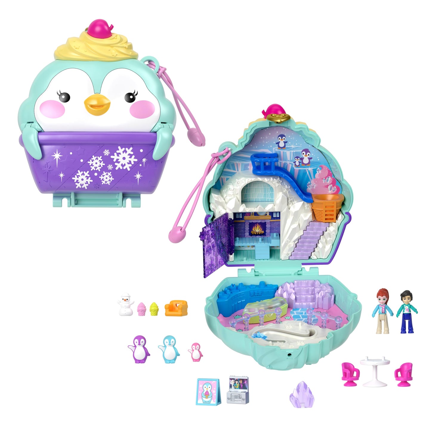 Polly Pocket Cutie Pinguin Iarnă Set Joacă, 4+ ani
