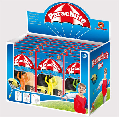 GÜNTHER FLUGSPIELE 1171 - Parașută, diametru aprox. 46 cm, culori asortate, cadou ideal pentru distracție.