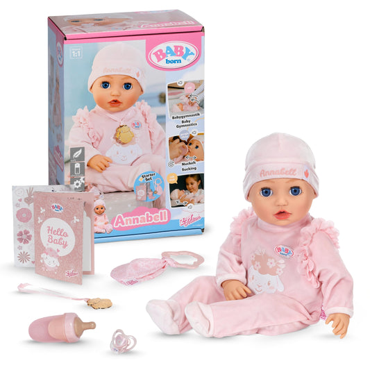 BABY Born Annabell Păpușă bebeluș moale 43 cm cu 7 funcții electronice și sunet de la 3 ani