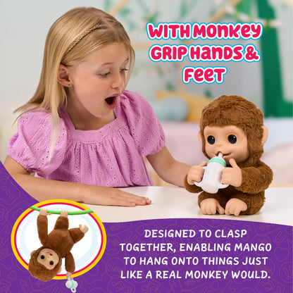 Little Live Pets Baby Monkey Mango, 50+ sunete, 4+ ani