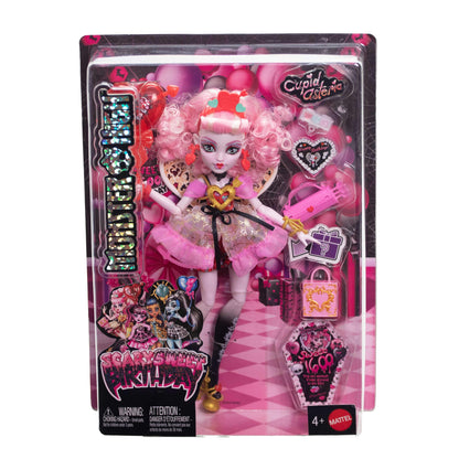 Monster High JBG77 Păpușă Cupid Asteria în Rochie de Petrecere Roz și Roșu pentru Scary Sweet Birthday