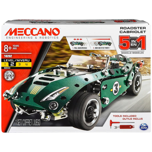Meccano Erector 5in1 Roadster Set constructie, 174 piese, 8+ ani