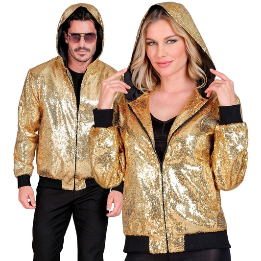 WIDMANN MILANO - Jachetă Bomber cu Glugă și Paillettes pentru Petreceri, Outfit Disco