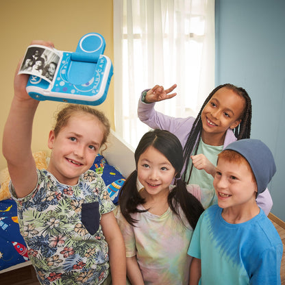 Vtech KidiZoom Print Cam albastră – Cameră foto instant pentru copii cu funcție de imprimare, selfie, video și efecte, pentru copii de 4-12 ani.