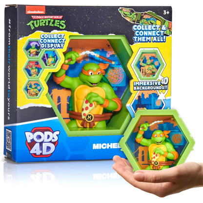 WOW! PODS - Figurina Bobble-head 4D Ninja Turtles Michelangelo, Colectionabile Unic, Se Expune pe Perete sau Pe Raft, Serie 1 nr. 432