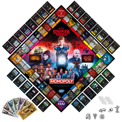 Hasbro Gaming Monopoly Stranger Things - Joc de societate pentru adulți și adolescenți, 6 jucători, de la 14 ani, 41 x 400 x 267 mm, limbă italiană.