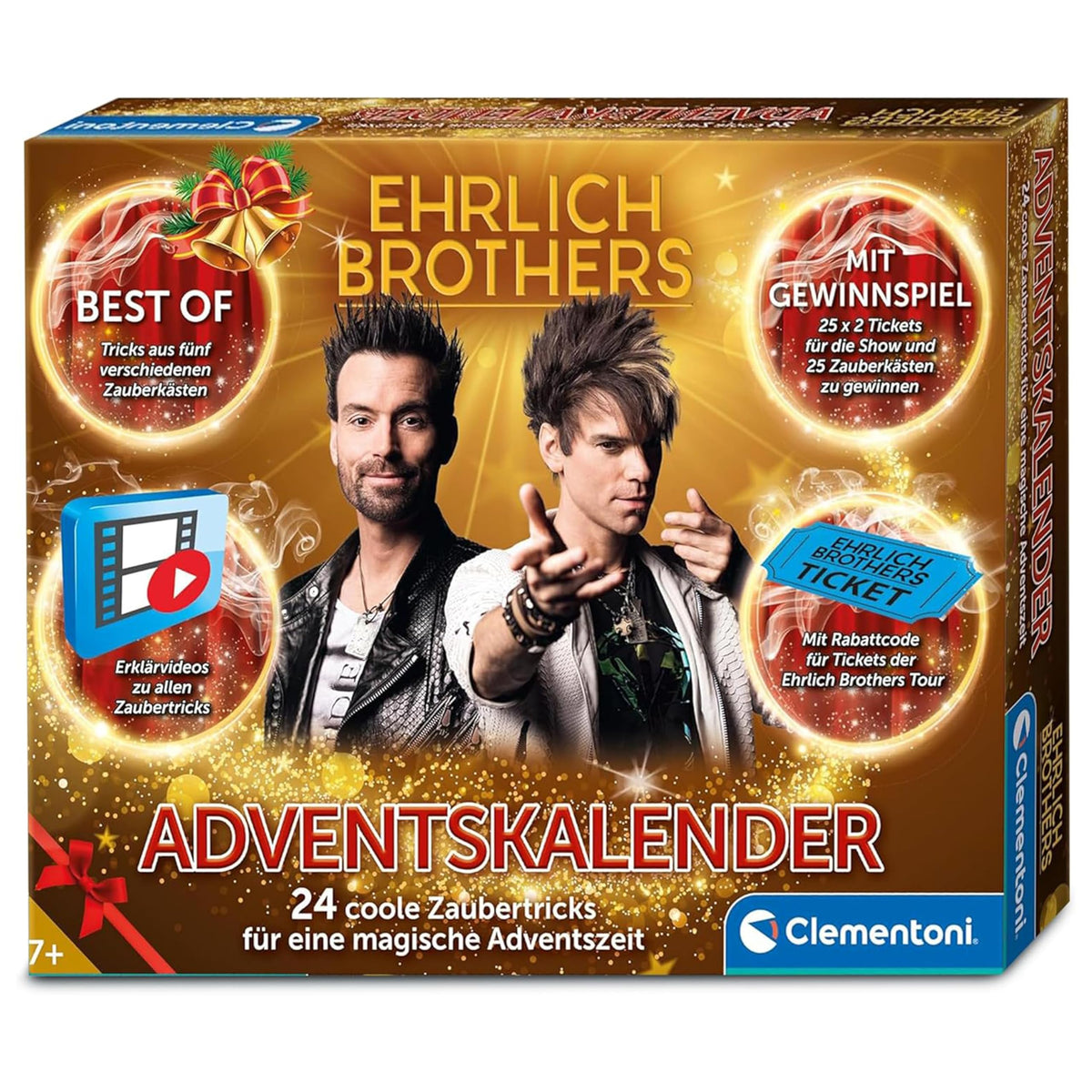 Clementoni Ehrlich Brothers Set de construcție Advent Calendar cu 24 trucuri magice pentru copii de la 7 ani (limba germană)