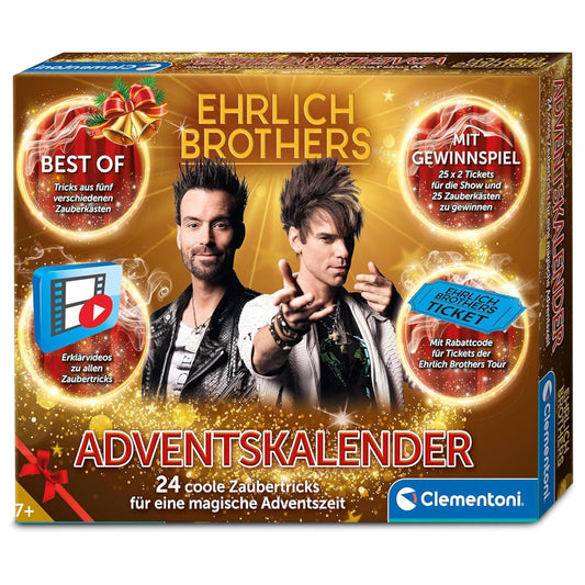 Clementoni Ehrlich Brothers Set de construcție Advent Calendar cu 24 trucuri magice pentru copii de la 7 ani (limba germană)