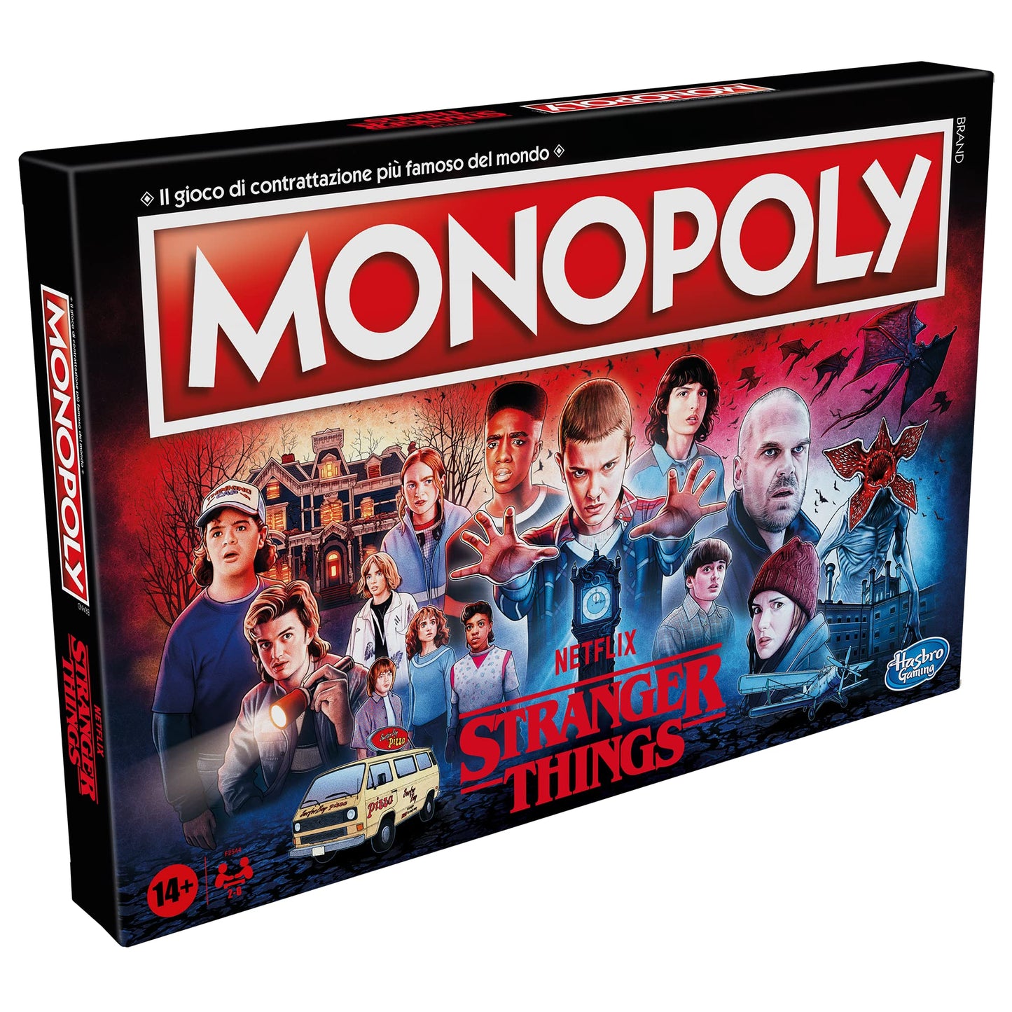 Hasbro Gaming Monopoly Stranger Things - Joc de societate pentru adulți și adolescenți, 6 jucători, de la 14 ani, 41 x 400 x 267 mm, limbă italiană.