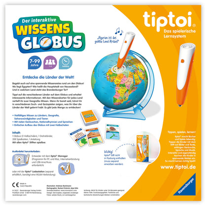 Ravensburger tiptoi 00107 Glob interactiv, 197 tari, 7+ ani