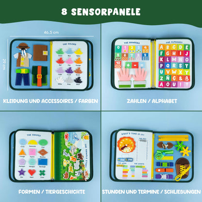 Tablă Activitate Montessori Bonnyco din Fleece - Jucărie Educațională Montessori, Tablă de Activitate pentru Bebeluși, Jucărie pentru Dezvoltarea Motricității | Cadouri pentru Copii, Jucării pentru Băieți și Fete, Cadouri de Naștere și Crăciun