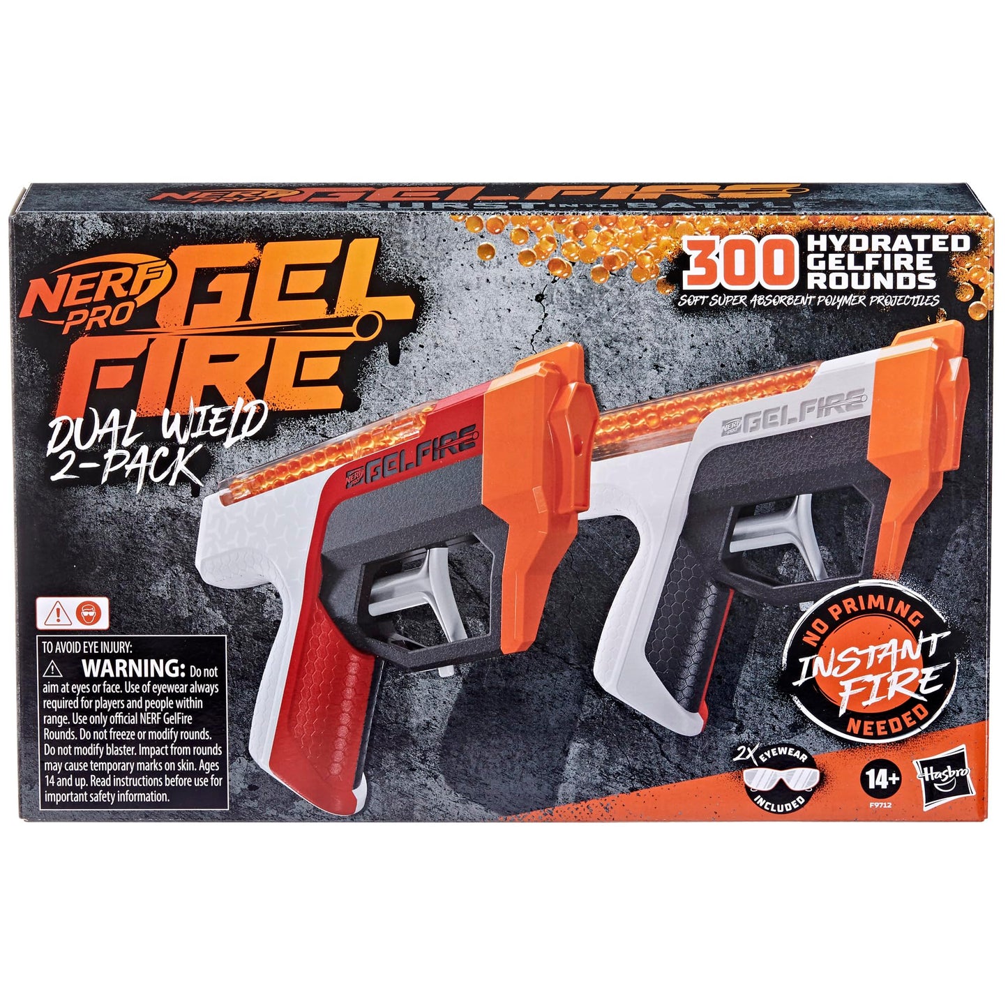 Pachet Nerf Pro Gelfire cu Pistoale cu Apă pentru Copii de 14+ Ani, Shooter-e cu Performanțe Ridicate, 300 de Ronde Hidratare și Ochelari de Protecție