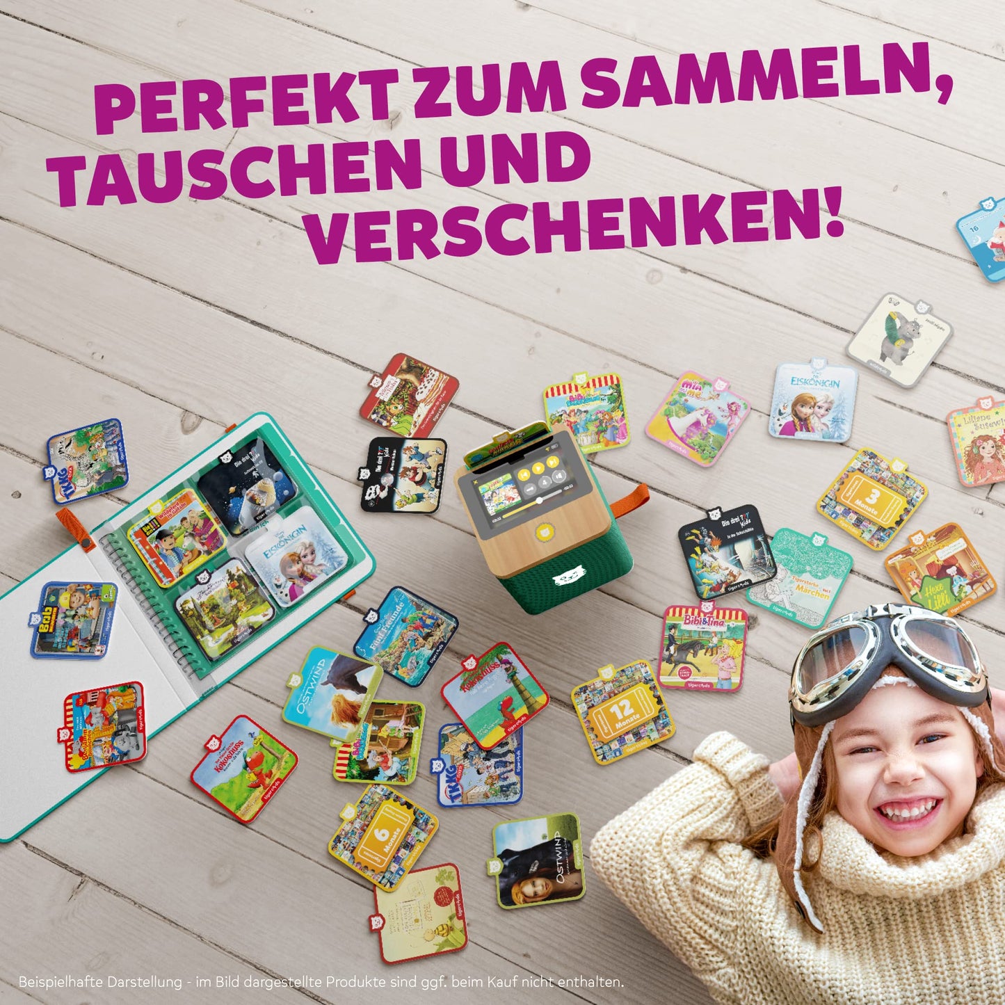 Album de colecție Tigermedia Tigercards albastru, inclusiv autocolante și poveste exclusivă pentru copii - idee de cadou pentru ziua de naștere, începerea școlii, Crăciun și Zâna Măseluță.