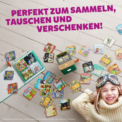 Album de colecție Tigermedia Tigercards albastru, inclusiv autocolante și poveste exclusivă pentru copii - idee de cadou pentru ziua de naștere, începerea școlii, Crăciun și Zâna Măseluță.