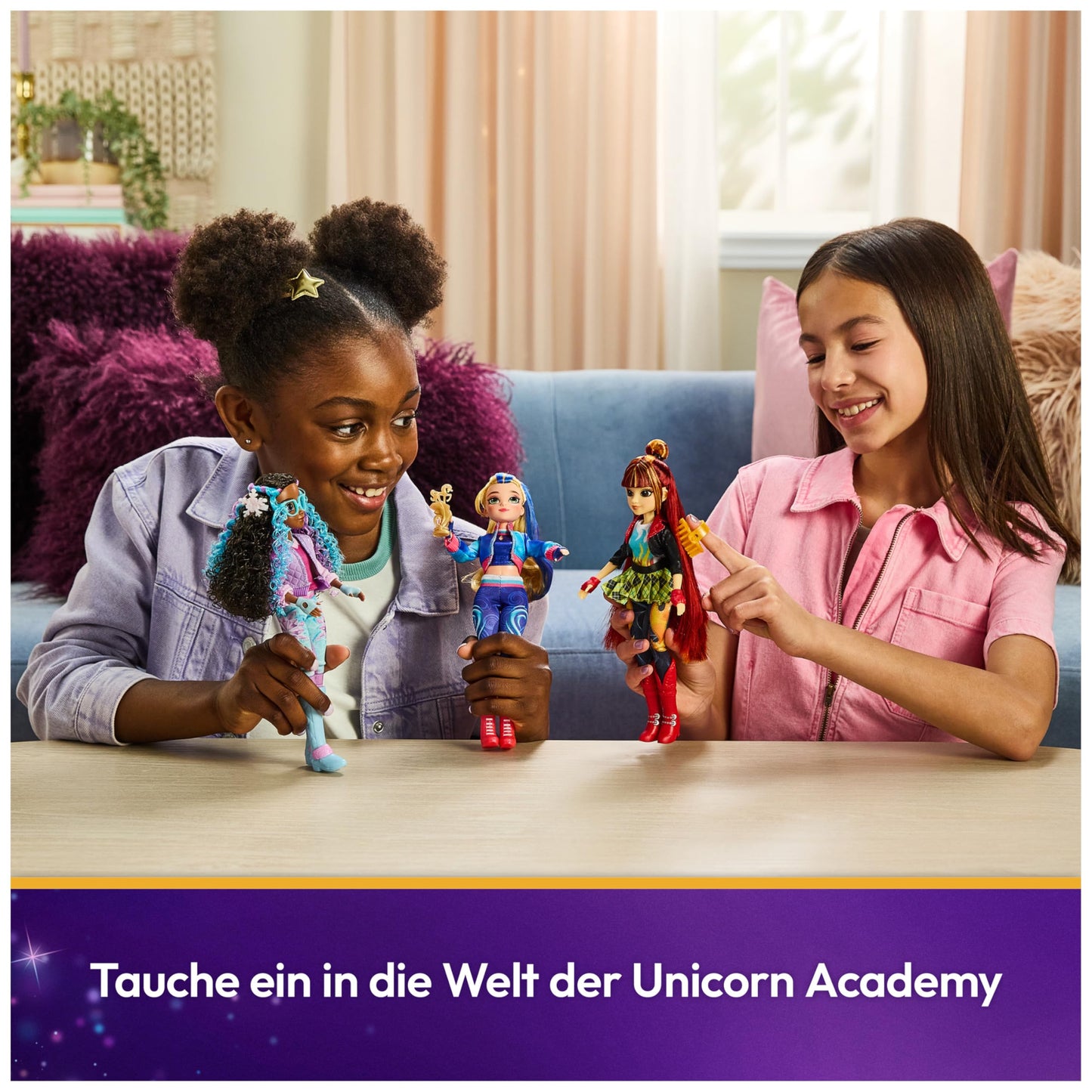 Unicorn Academy Ava Păpușă de îmbrăcat cu păr natural și accesorii 24 cm de la 4 ani