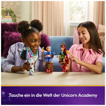 Unicorn Academy Ava Păpușă de îmbrăcat cu păr natural și accesorii 24 cm de la 4 ani