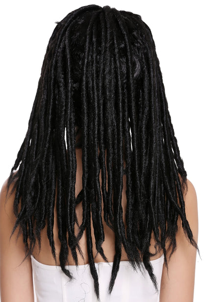 WIG ME UP - Perucă Dreadlocks Rasta pentru femei și bărbați, Carnaval, Fasching, negru, lung