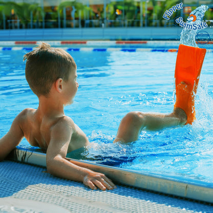 Flipper SwimSafe 1121 - Labe înot pentru copii și sugari, albastre, mărime 26-28, din cauciuc natural, ca ajutor la înot pentru distracție fără griji.