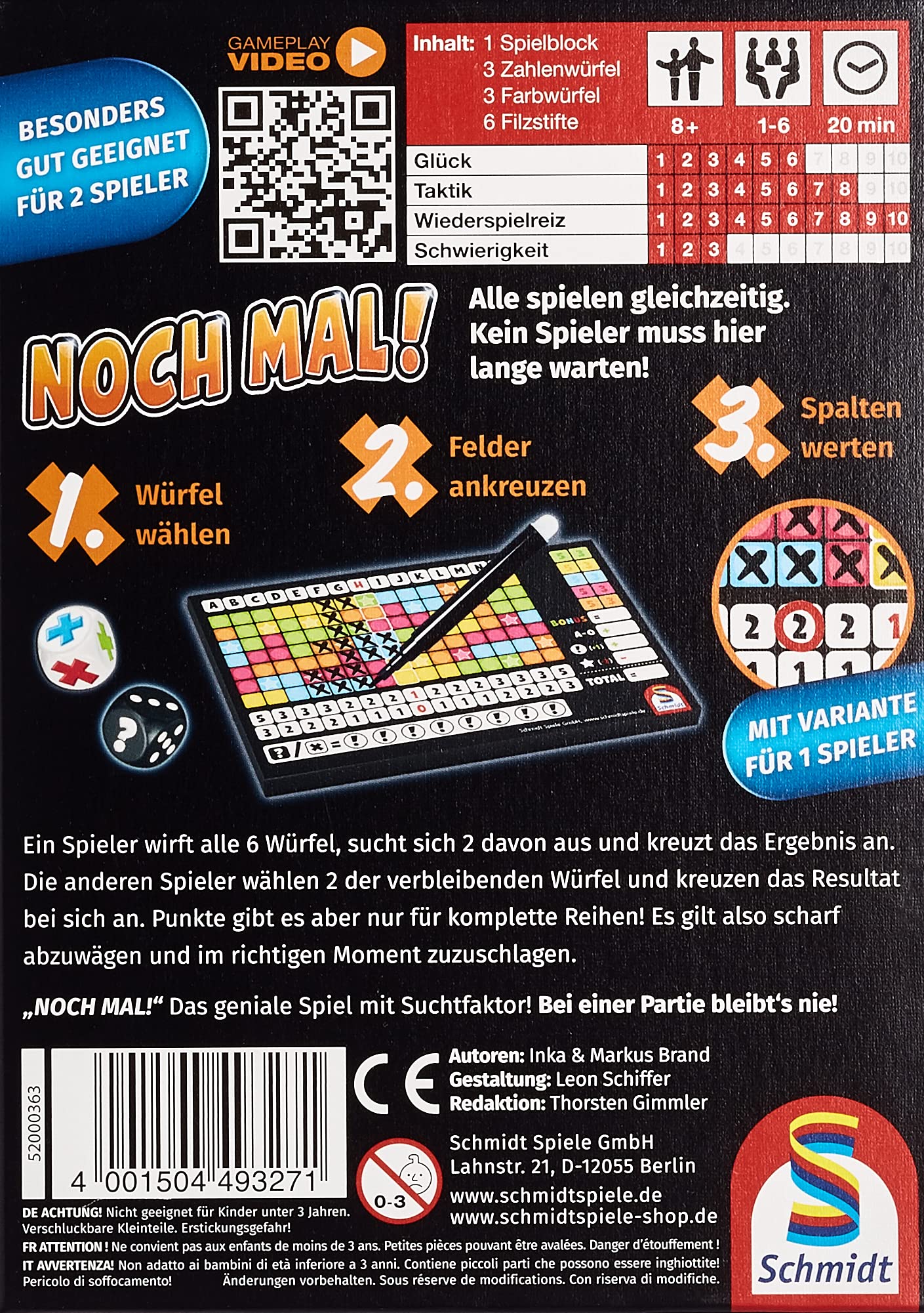 Schmidt Spiele 49327 Noch mal, joc cu zaruri, 8+ ani