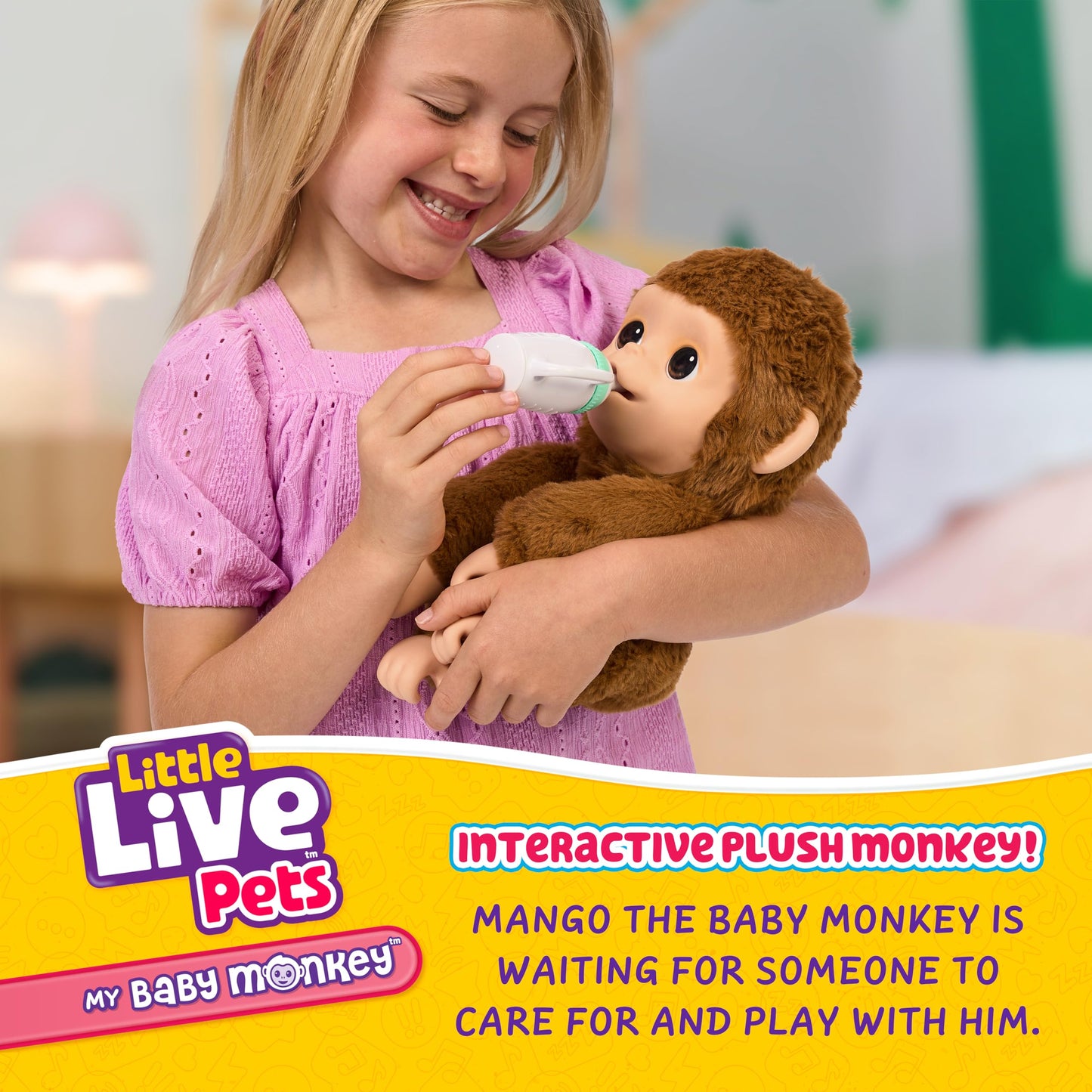 Little Live Pets Baby Monkey Mango, 50+ sunete, 4+ ani