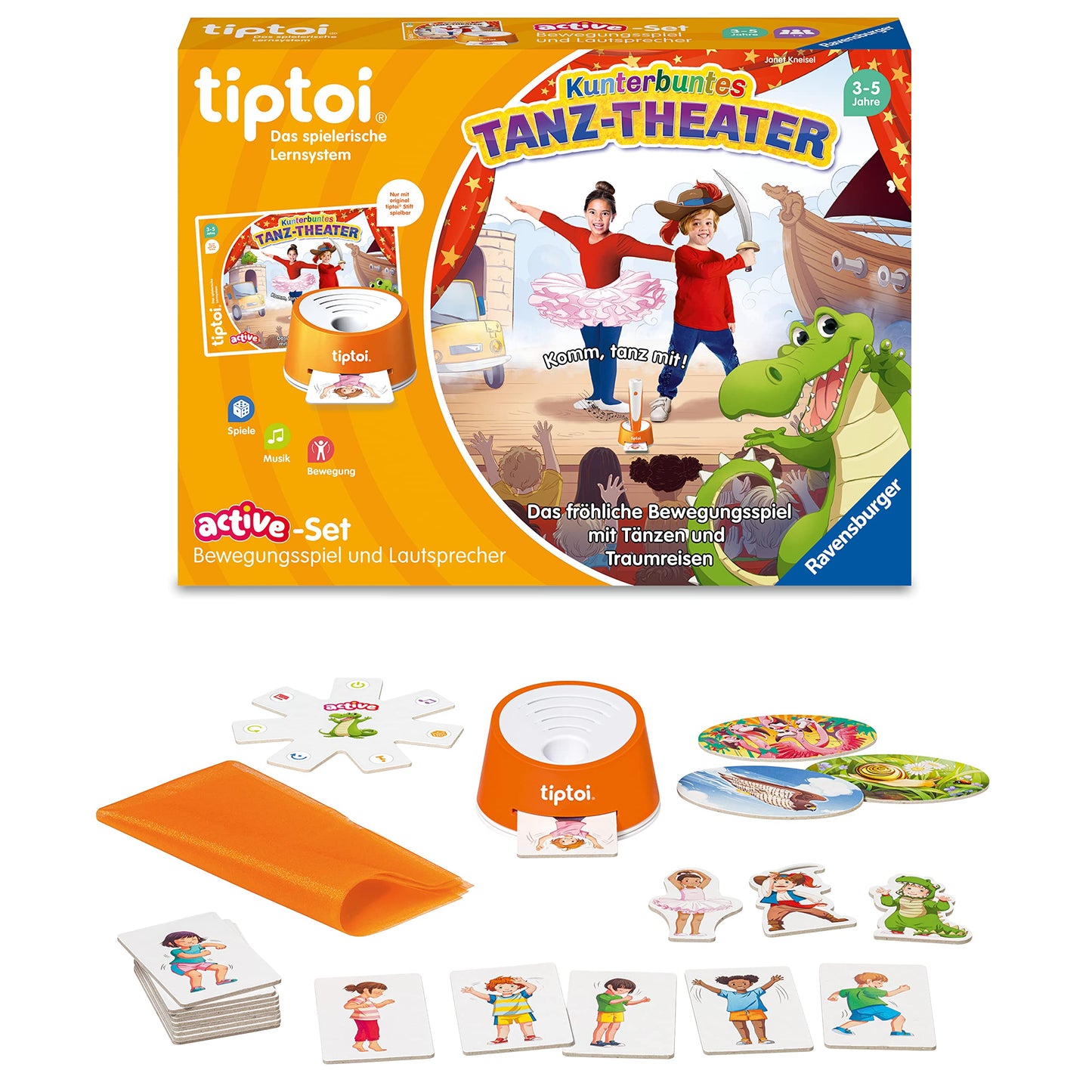 Set Activ Ravensburger tiptoi 00122 - Teatru de Dans Colorat, Joc de Mișcare pentru Copii de la 3 Ani