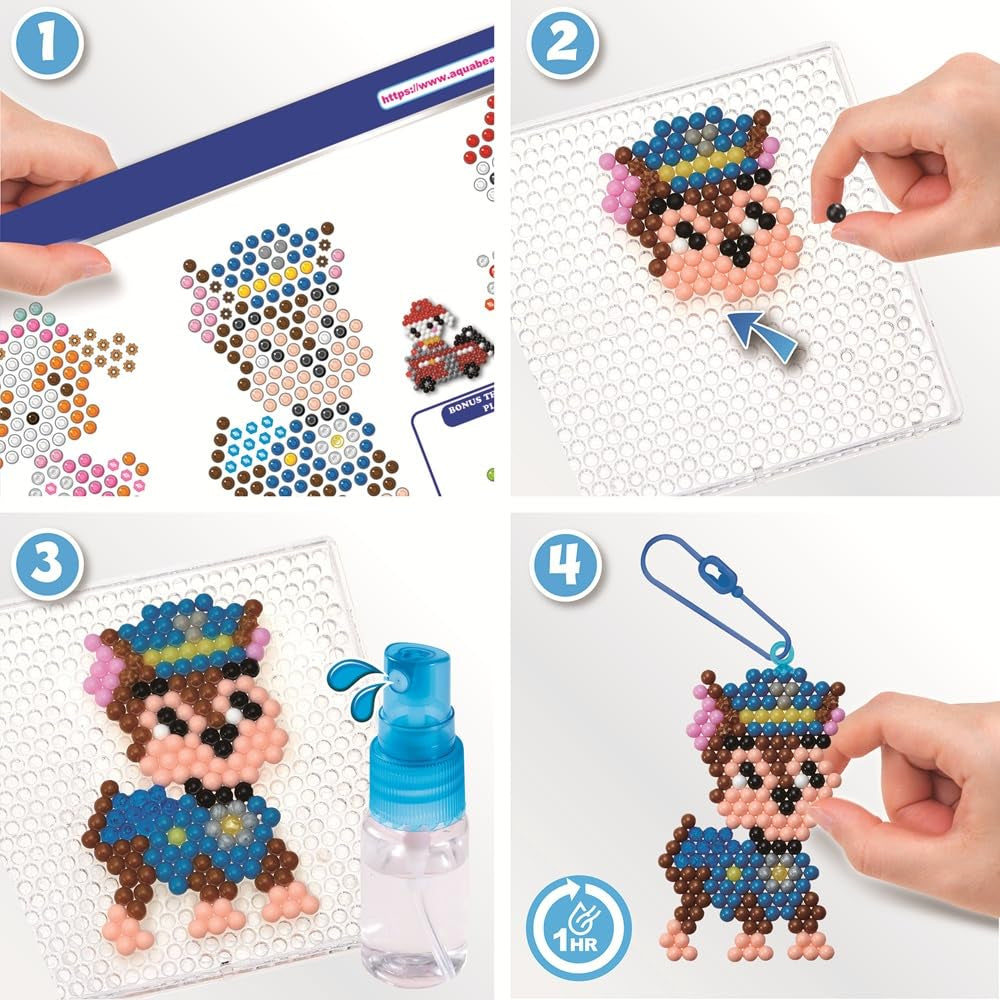 Aquabeads 35125 Set breloc Paw Patrol, 600 perle, 4+ ani