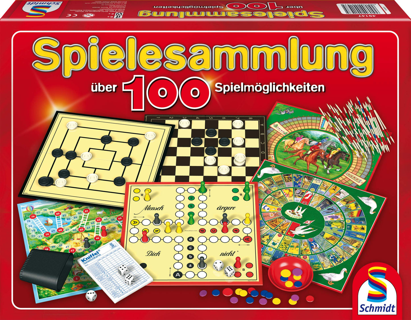 Schmidt Spiele 49147 Set de jocuri cu 100 de variante de joc de la 6 ani