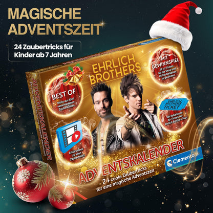 Clementoni Ehrlich Brothers Set de construcție Advent Calendar cu 24 trucuri magice pentru copii de la 7 ani (limba germană)