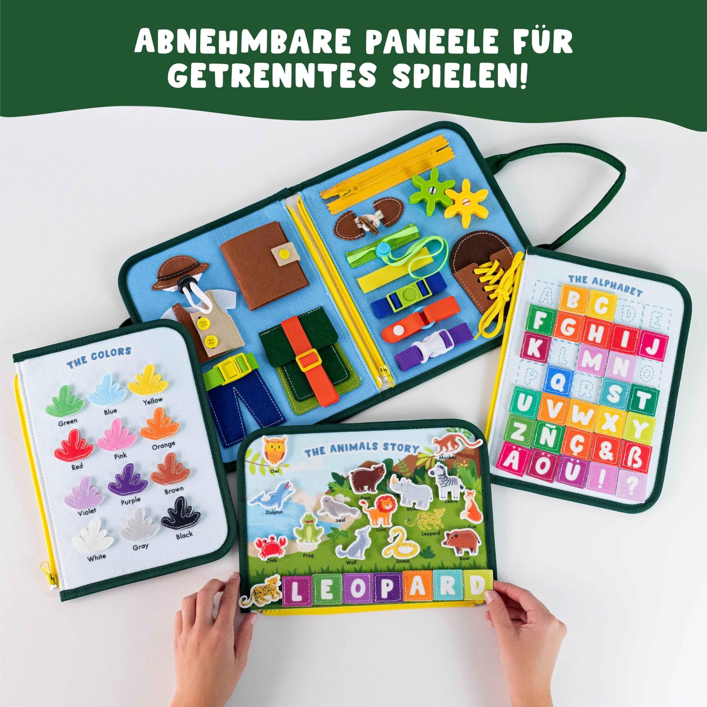 Tablă Activitate Montessori Bonnyco din Fleece - Jucărie Educațională Montessori, Tablă de Activitate pentru Bebeluși, Jucărie pentru Dezvoltarea Motricității | Cadouri pentru Copii, Jucării pentru Băieți și Fete, Cadouri de Naștere și Crăciun