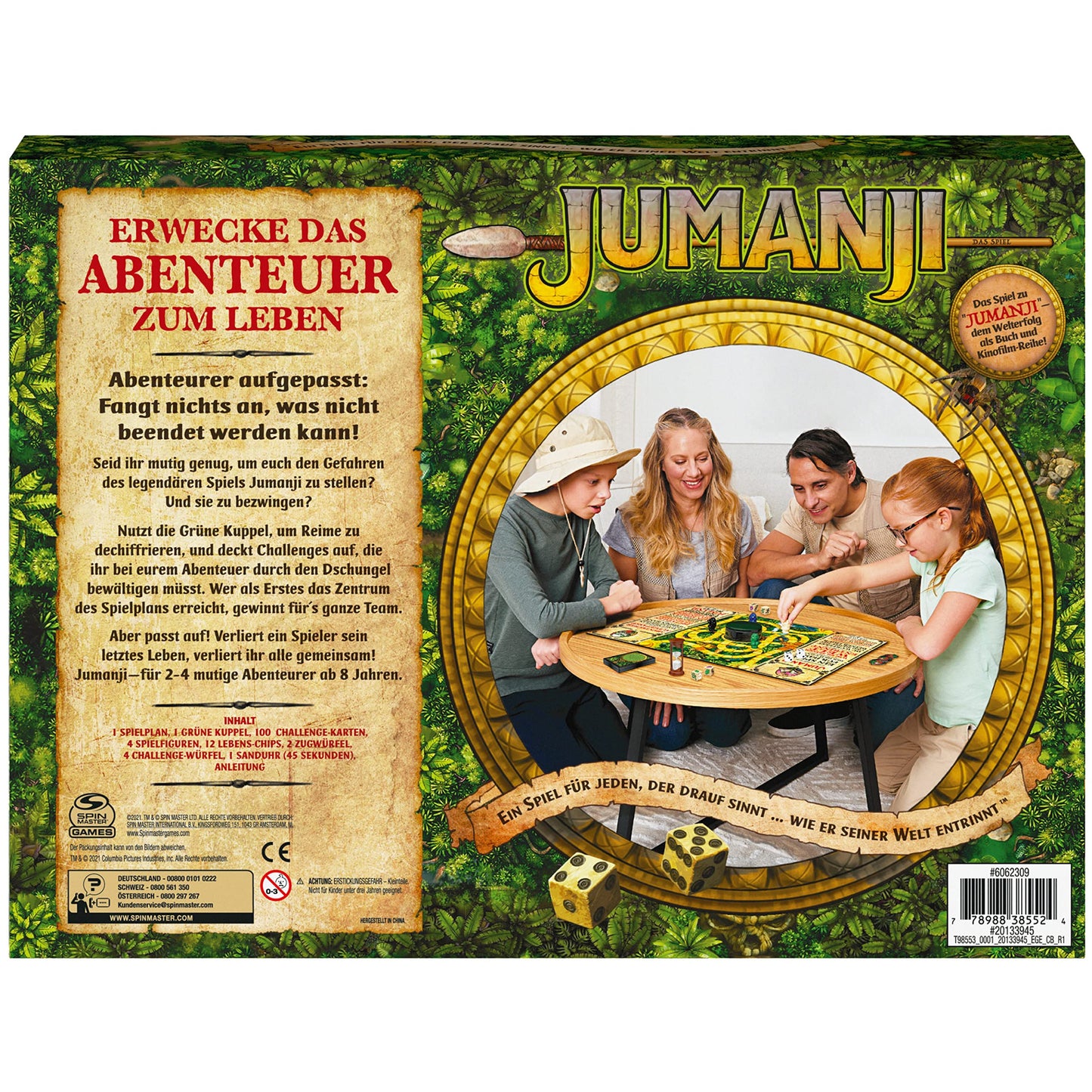 Joc de Masă Jumanji Spin Master 6062309 pentru 2-4 Persoane, Verde, versiune germană