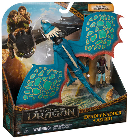 Dreamworks How to Train your Dragon Set de figuri de acțiune cu vikingi și dragoni Sturmpfeil & Astrid pentru copii de la 4 ani