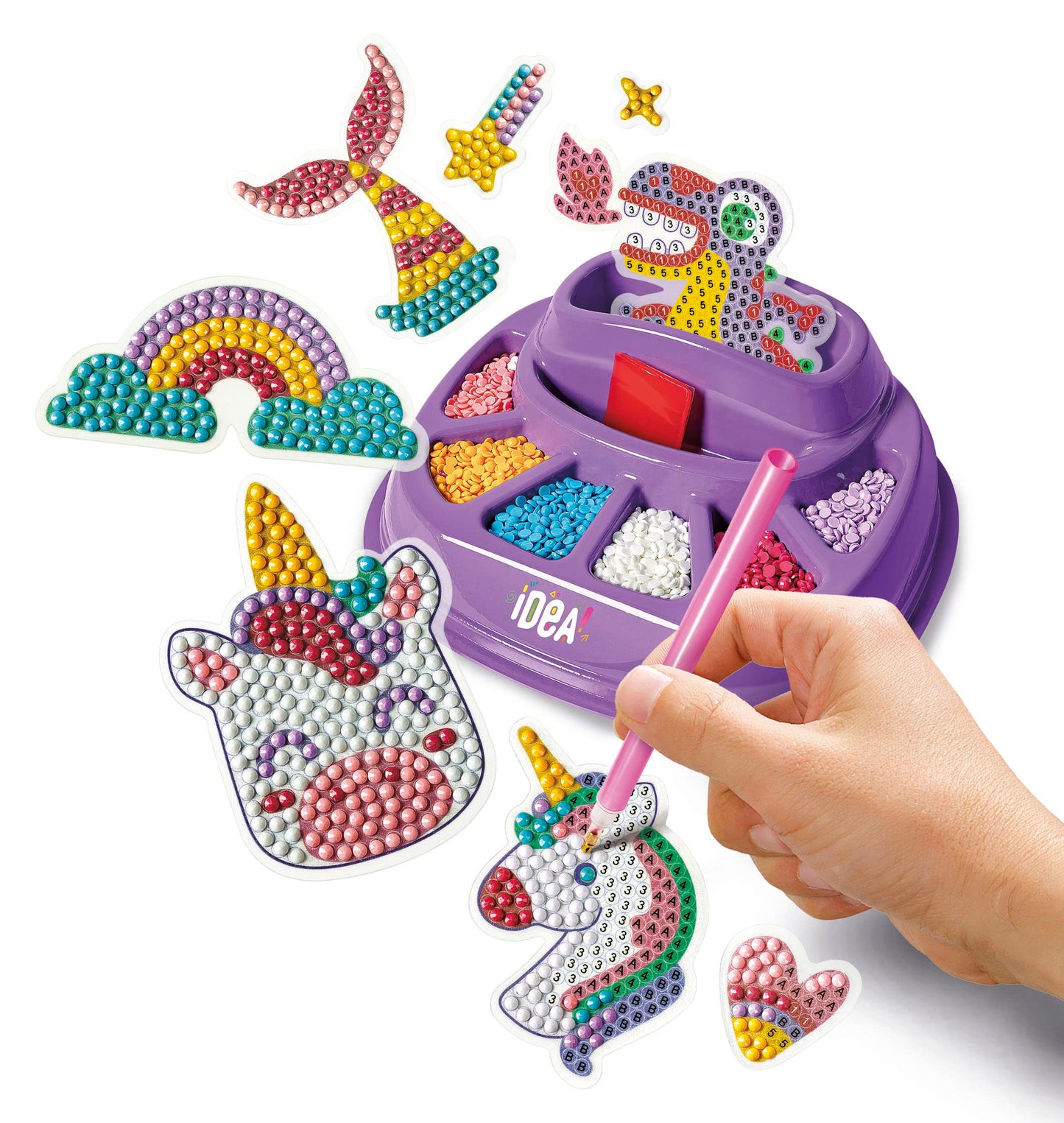 Clementoni Idea Set creativ Sparkly Creations cu stickere 3D diamant pentru copii de la 7 ani
