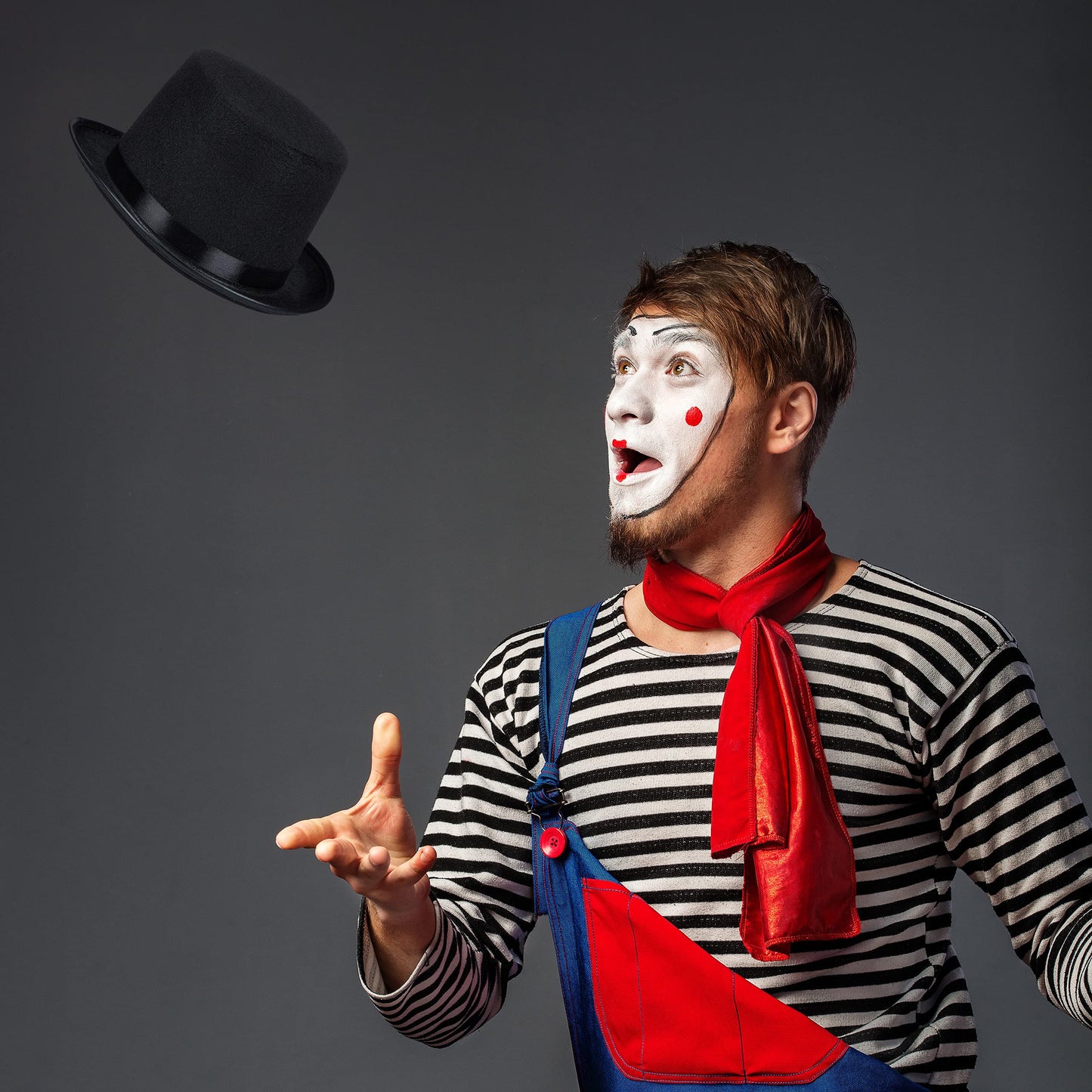 Relaxdays Zylinderhut Pălărie cilindrică neagră pentru carnaval și petrecere costum, mărime unică, max. circumferință cap 59 cm, Gentleman (negru)