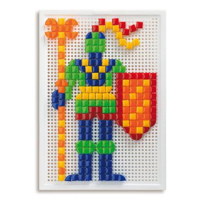 Quercetti FantaColor Portable Set de construcție mozaic Montessori cu 300 pini pentru copii de la 4 ani