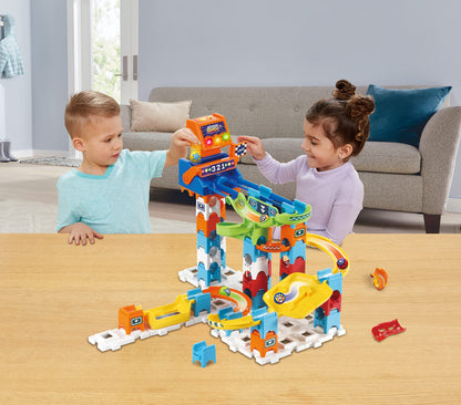 VTech Marble Rush - Set de Curse M200 E – Pista interactivă cu lumini și sunete, elemente captivante și opțiuni de construcție – Pentru copii de 4-12 ani
