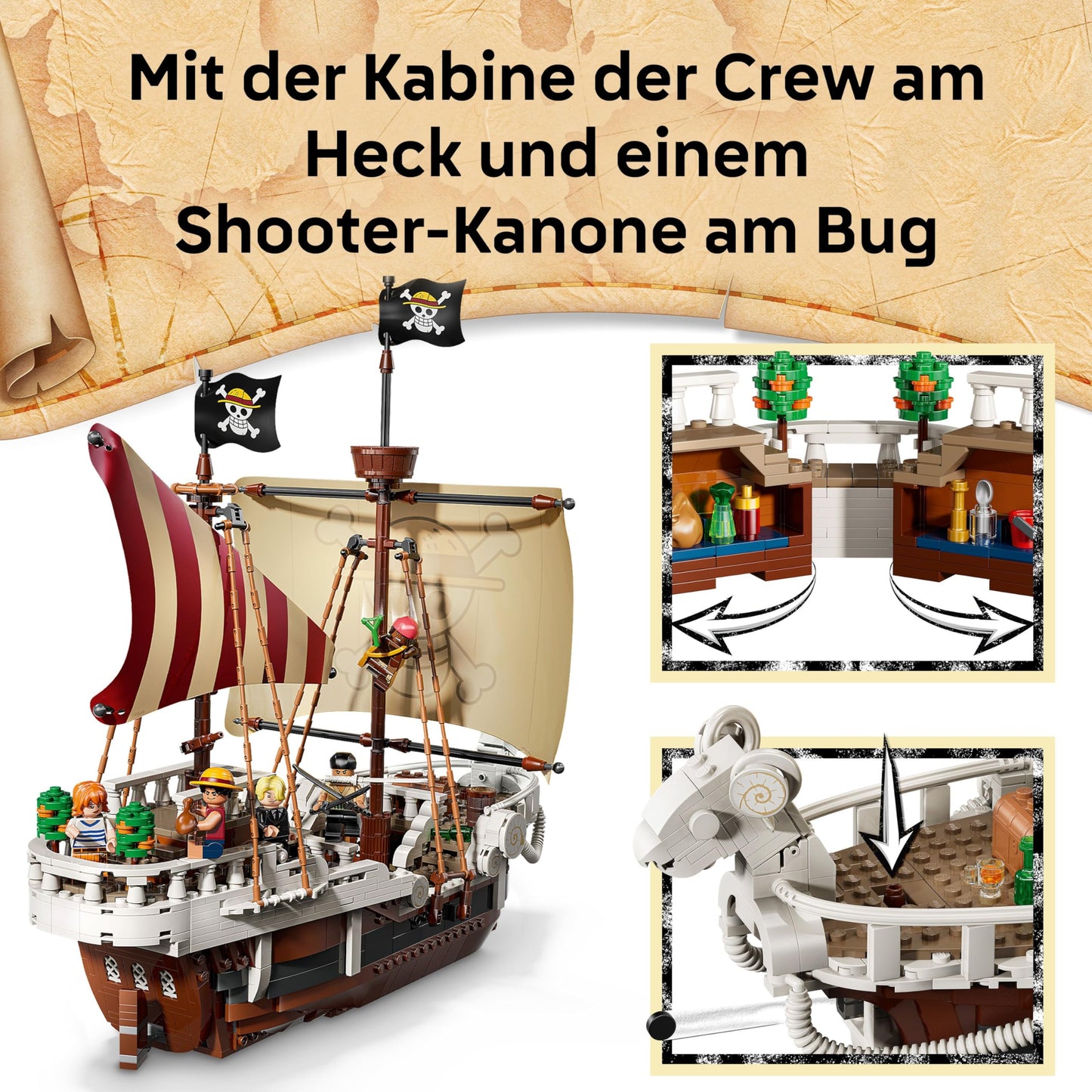 LEGO 75639 One Piece Nava Going Merry, 5 minifiguri, 10+ ani