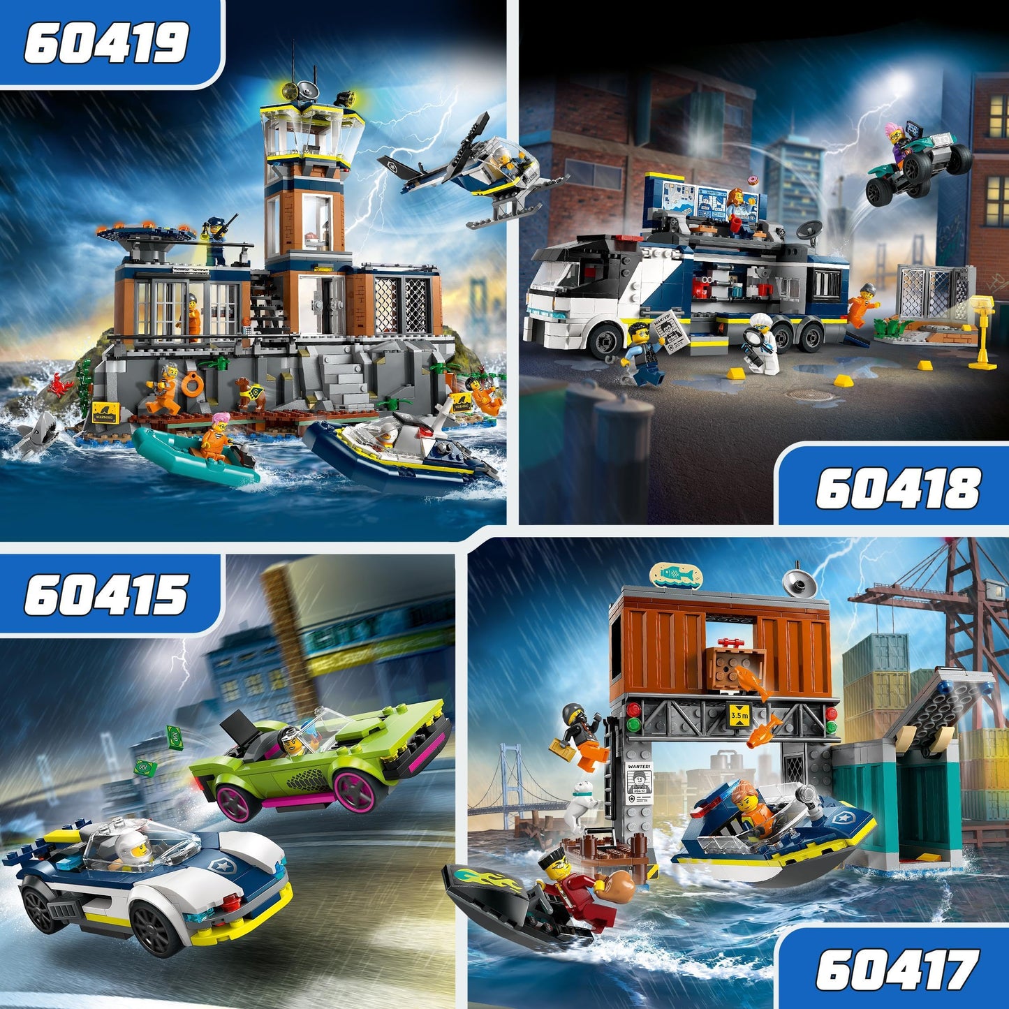 LEGO City 60415 Set de construcție cu mașină de poliție și muscle car, 213 piese, de la 6 ani