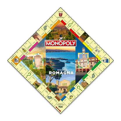 Joc de societate Monopoly: Cele mai frumoase sate din Italia - Romagna, ediție italiană, joc de familie, pentru vârsta de 8 ani și peste