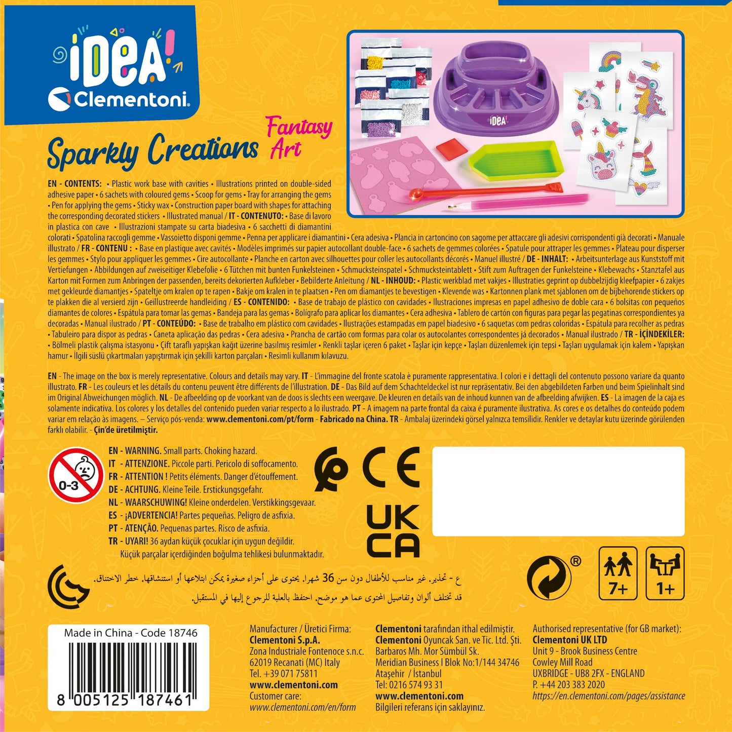 Clementoni Idea Set creativ Sparkly Creations cu stickere 3D diamant pentru copii de la 7 ani
