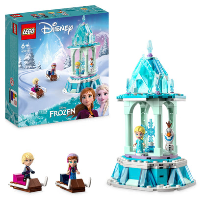LEGO Disney Princess - Caruselul magic al Annei și Elsei, jucărie inspirată de Palatul de Gheață Frozen, cu 3 figurine iconice și figura lui Olaf 43218