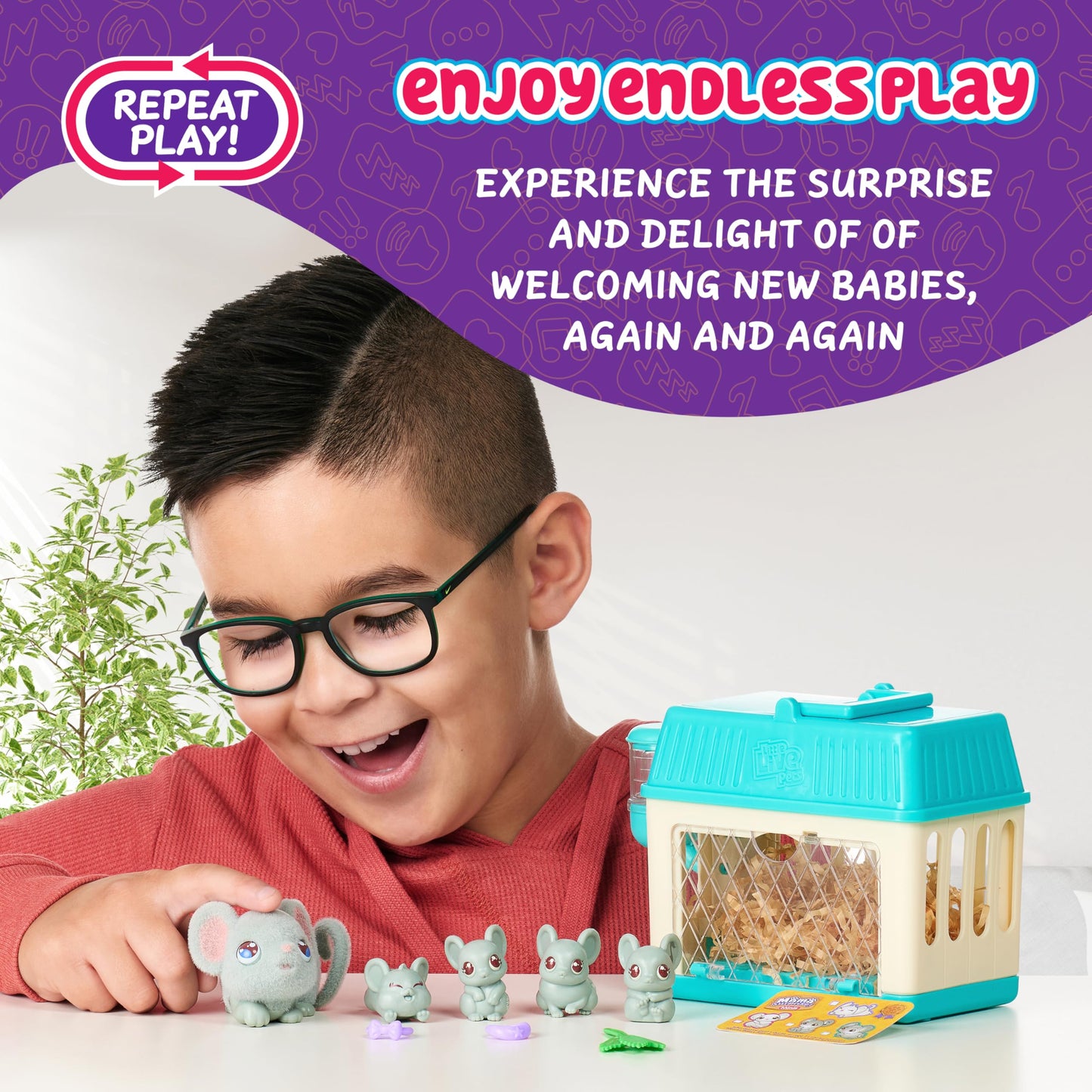 Little Live Pets Lil' Mouse Set de joacă Mini Mama Surprise cu 2-4 pui, joc repetabil