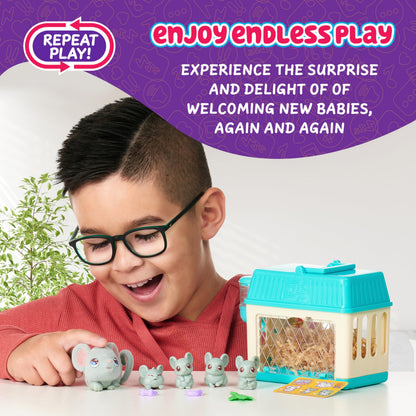 Little Live Pets Lil' Mouse Set de joacă Mini Mama Surprise cu 2-4 pui, joc repetabil