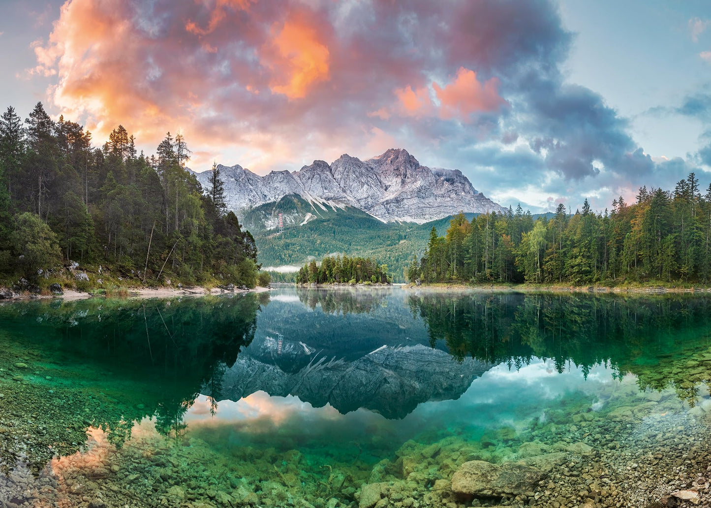 Puzzle Ravensburger 12000358 - Zugspitze am Eibsee - 1000 piese pentru adulți și copii de la 14 ani, peisaj natural