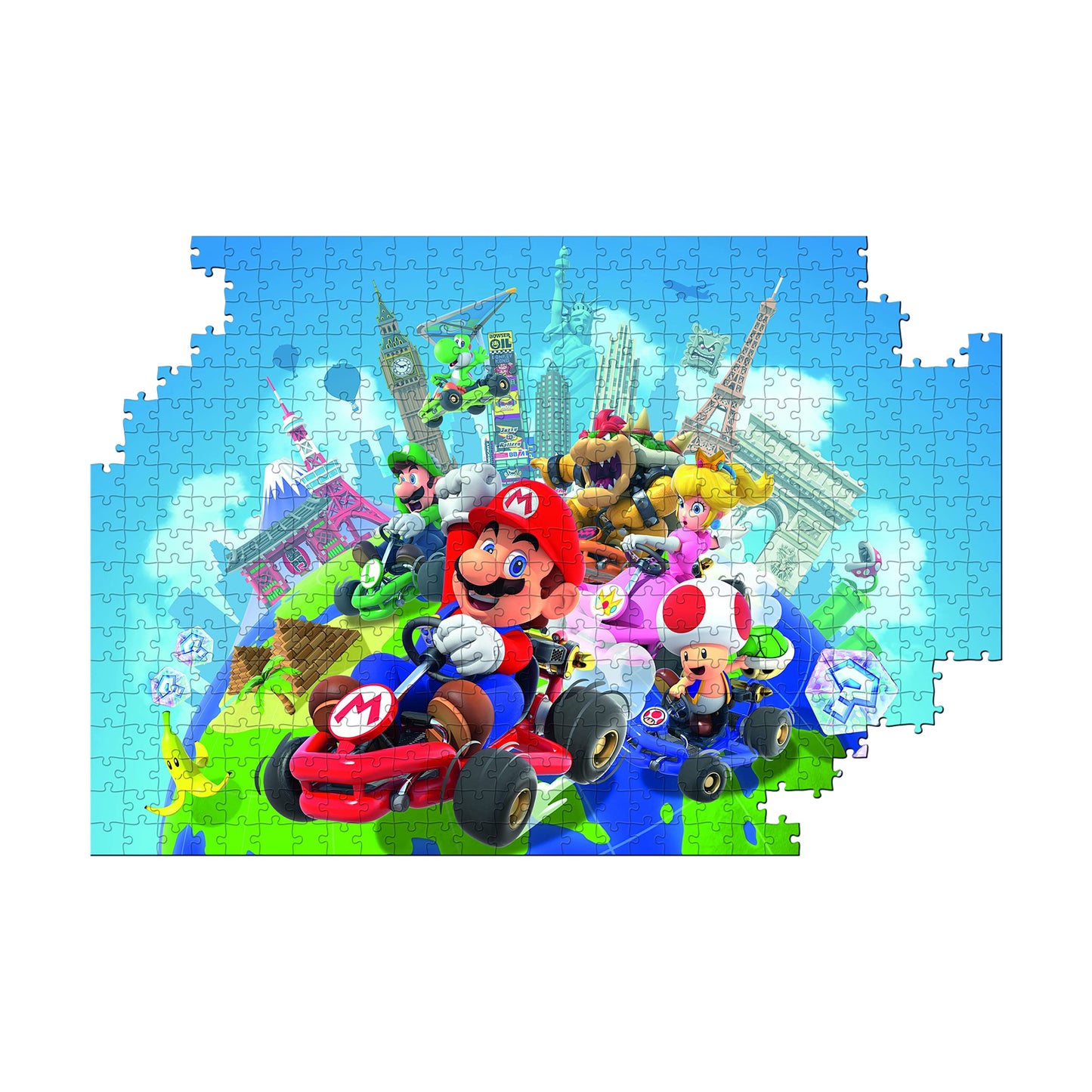 Winning Moves WM02787-ML1-6 Puzzle Mario Kart în jurul lumii 500 piese
