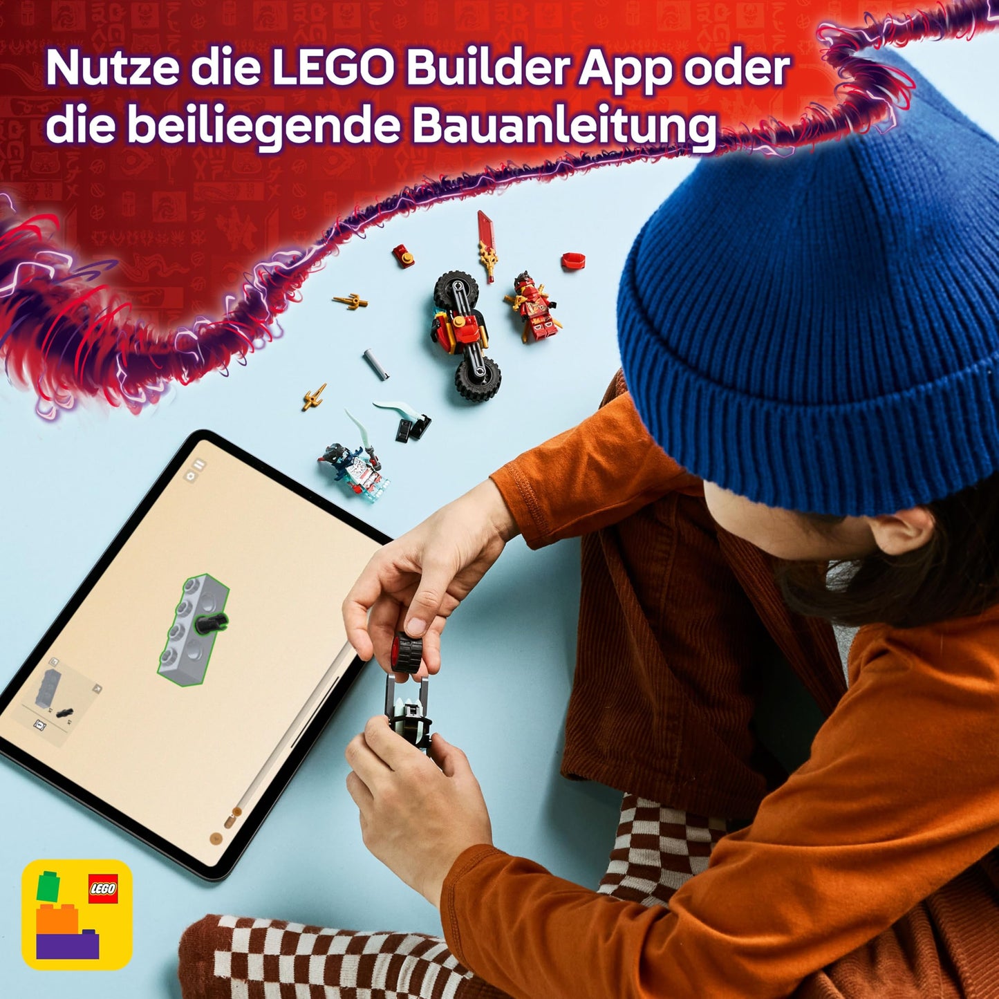 LEGO NINJAGO Kais Motorradrennen Set de joacă cu 2 motociclete ninja și 2 minifigurine 6+ ani