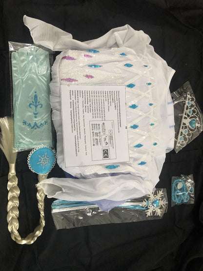 Rochie de prințesă ELSA pentru fete cu accesorii - Costum de Crăciun, Halloween, Carnaval, petrecere de ziua de naștere.