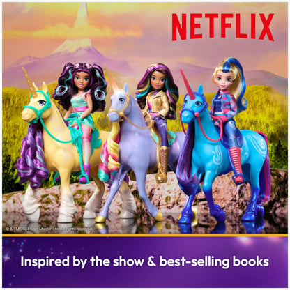 Academia Unicornului Licht-Magie Wildstar - Unicorn cu efecte de lumină și muzică, 28 cm, inspirat de seria Netflix, pentru jocuri de rol imaginative, pentru copii de la 4 ani.